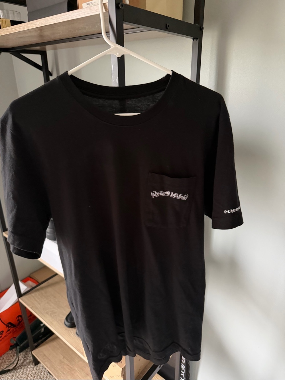 Authentic Chrome Hearts Black and Pocket Crew Neck T-Shirt
